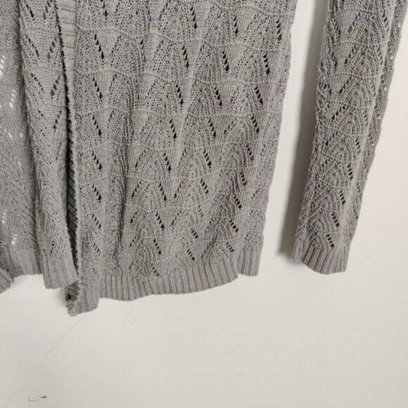 Foxxy Lady Women's Cardigan Size L Gray Cotton Knit Openwork Casual Resortwear - Picture 3 of 8